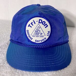 Vintage Blue Purple Tri-Don Oilfield Services Snap Back Hat
